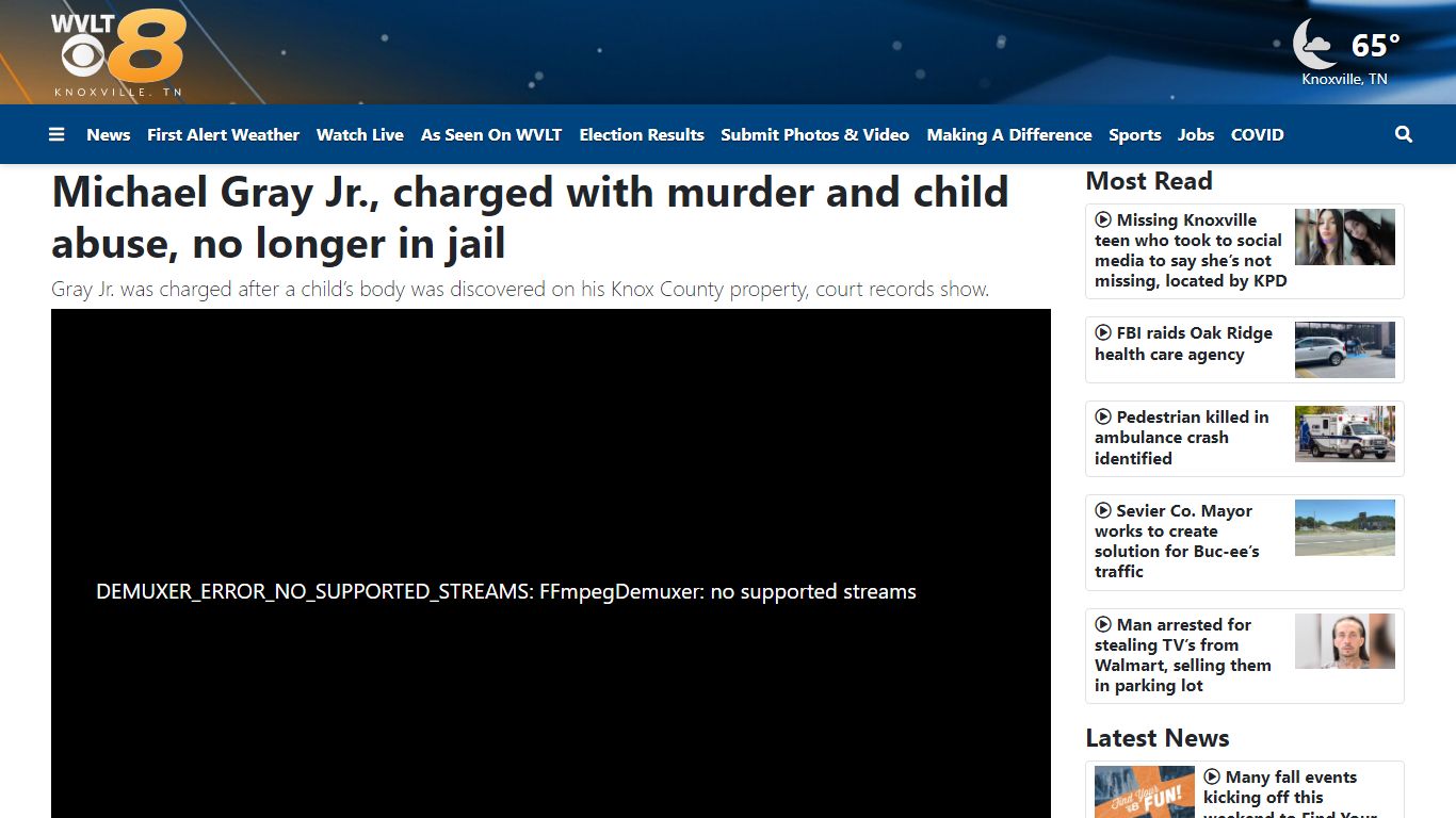 Michael Gray Jr., charged with murder and child abuse, no longer in jail